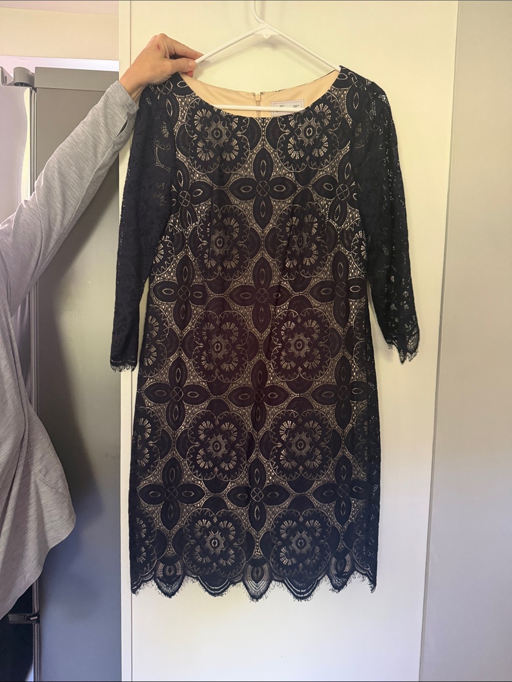 Jessica Howard Navy Lace Overlay Dress with Cream Lining
